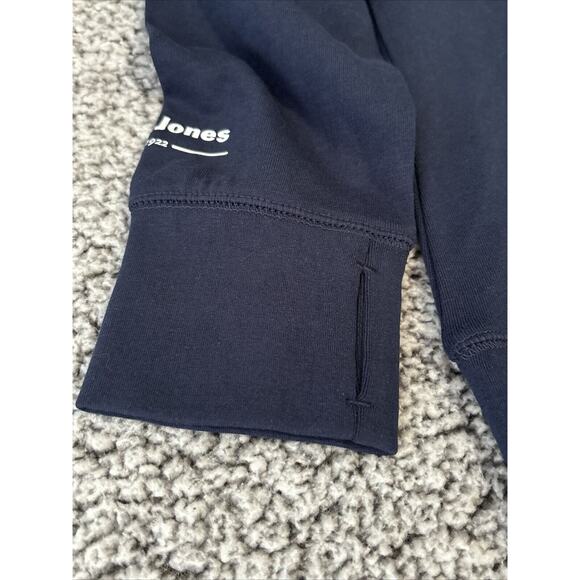 Trimark Sz M Edward Jones Fleece Pullover Hoodie Kangaroo Pocket Thumb Hole Blue - Picture 6 of 14